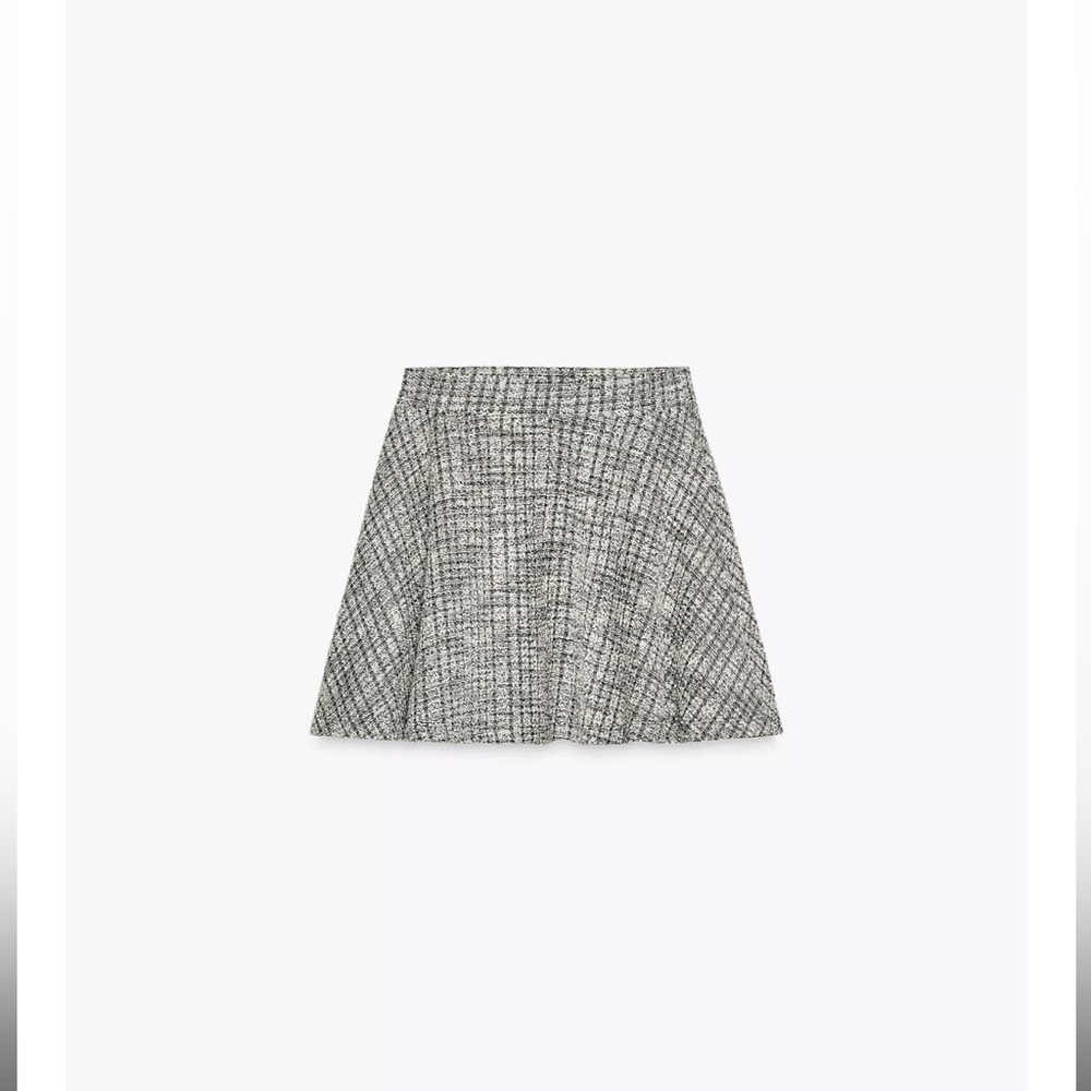 ZARA STRUCTURED JACQUARD MINI SKIRT GRAY NWT